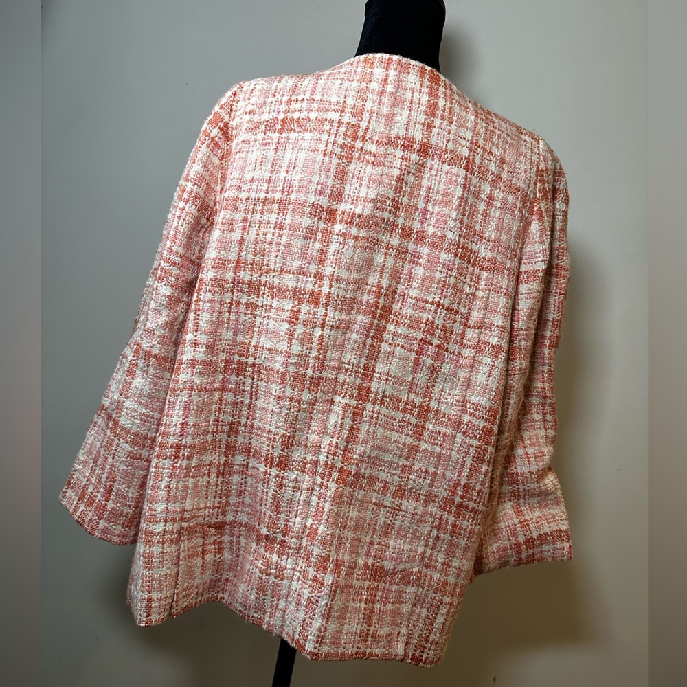 TALBOTS Women’s Plus Size 16WP Cotton 3/4 Length Sleeve Lining Open Front Jacket - Picture 3 of 12